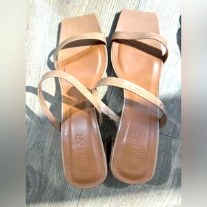 BY FAR Tanya patent nude sandals